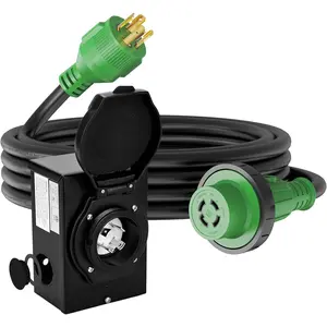 Emergency Power Combo Kit, 25 Foot 30 Amp Generator Cord and Power Inlet Box, NEMA L14-30P to L14-30R Generator Cord with NEMA L14-30P Pre-Drilled Generator Inlet Box, ETL Listed