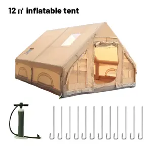 Luxury Inflatable Tent with Stove Plug - 4/6/8-Person Capacity for Family Adult Camping Super Large-Space Air-Entry Tent Easy Inflation