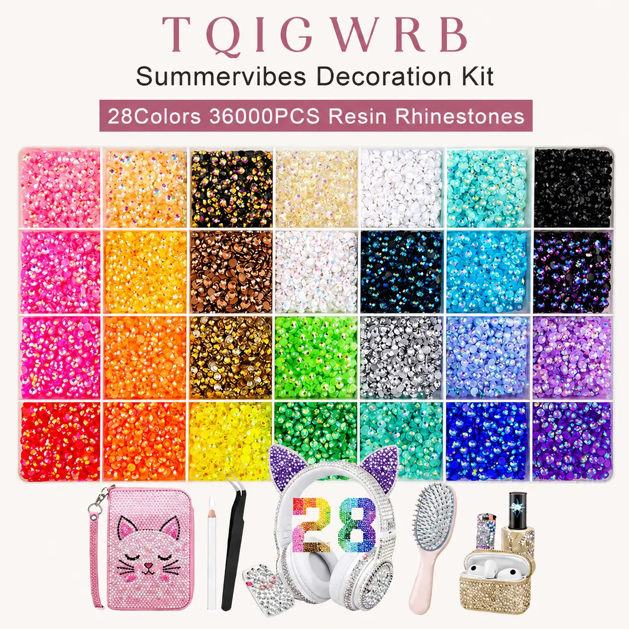 36,000Pcs Resin Jelly Rhinestones for Bedazzling, Multicolor 3mm Flatback Gems for Diamond Art, Bedazzler Kit with Gifted Tools for Bedazzle Thing Crafting Book Nail Art