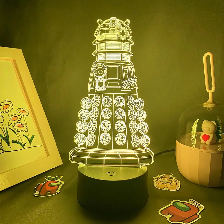 Doctor Who Dalek Robot LED Lamp - Color Changing Night Light Decor for Holiday, Women Bedroom, Bedside - ABS Body Material