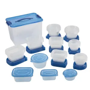 92-Piece Food Storage Container Set with Blue Lids - BPA-Free, Stackable, Microwave, Freezer & Dishwasher Safe