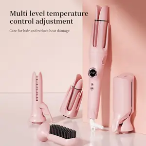 5-in-1 automatic rotating curling set—a multifunctional hair styling tool equipped with 25 mm and 32 mm curling rods, a straightening brush, and more accessories; multifunctional straightener for a comfortable experience.