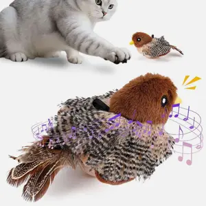 Interactive Chirping Bird Cat Toy Flapping Automatic Bird Sound For Cat Exercise Flapping Bird Cat Toys Flying Electronic Interactive USB Sparrow Toy Indoor New .Vivid Chirping Flying Bird Cat Toy Flapping Bird Cat Toy for Indoor Cats