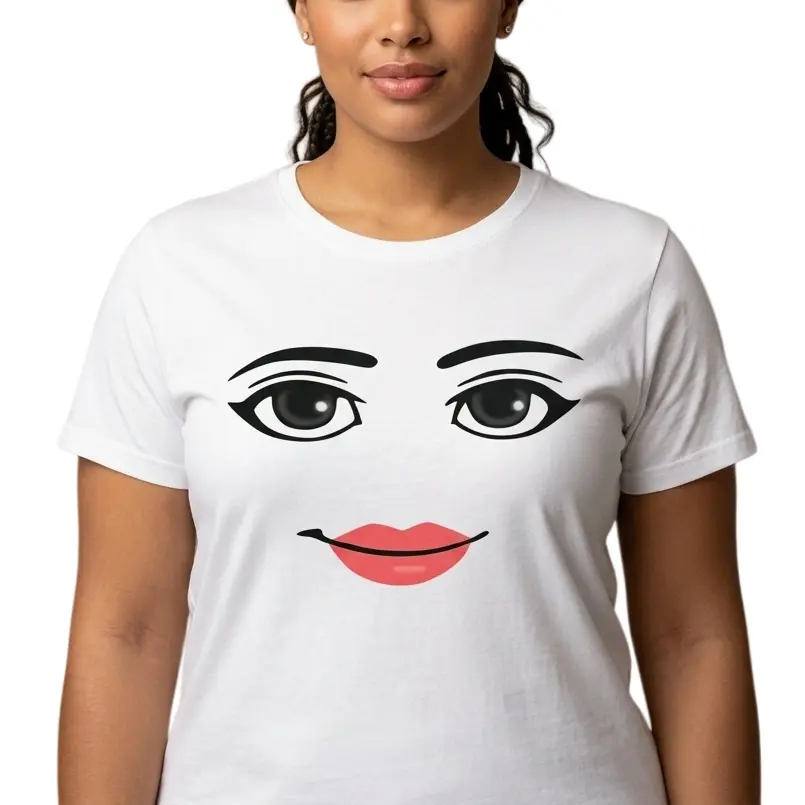 Round Neck Short Sleeve Clothing Summer Novelty Harajuku Streetwear Robot Robloxs Woman Face Game Tshirt Aesthetic Clothes Womenswear Casual Top Casual Breathable Crewneck Shortsleeve Top