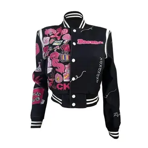 Women's Fashion Printed Baseball Jacket Fashion Versatile