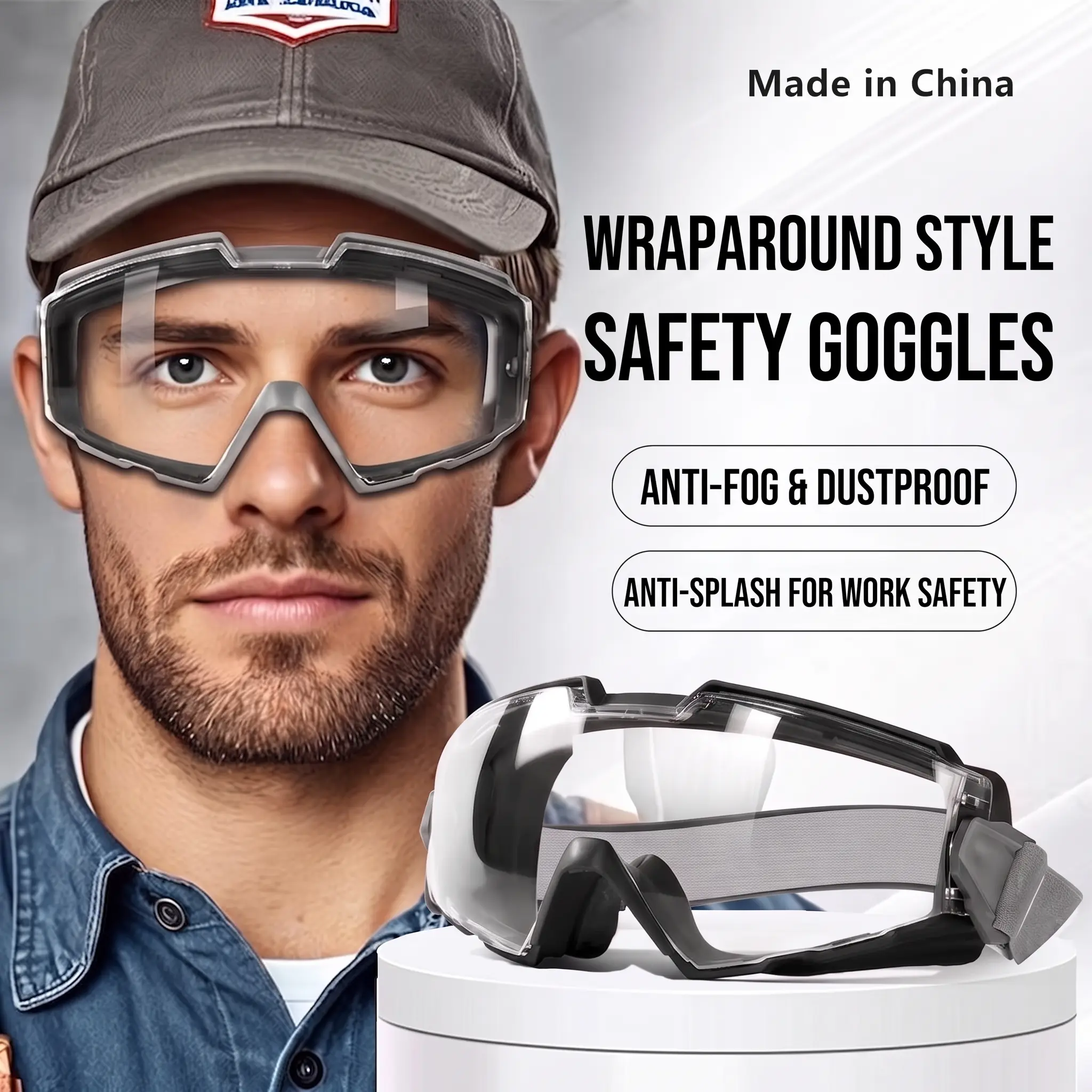 Anti-Fog Dual Mold Safety Goggle - 1 Pair,Dust Proof Fully Enclosed Safety Goggles Windproof Anti-Fog Work Shock-Absorbing Resistant Eyewear Crystal Clear Vision For Industrial Workers, Woodworkers, Cycling, Construction