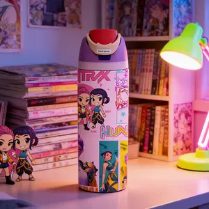 AuraCup 1pc 19/24/32oz Stainless Steel with Lid and Straw, Vacuum Insulated Cup, KPop Demon Hunters x Gen-Z Cat Vibe, Hot 12H / Cold 24H, Spooky Cat Demon Hunter Travel Cup — Perfect Gift for Valentine's Day, Birthday & Festival