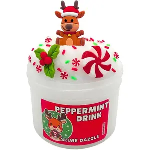 Slime Peppermint Cloud Drizzly Non Sticky Christmas Holiday Slime Made in USA