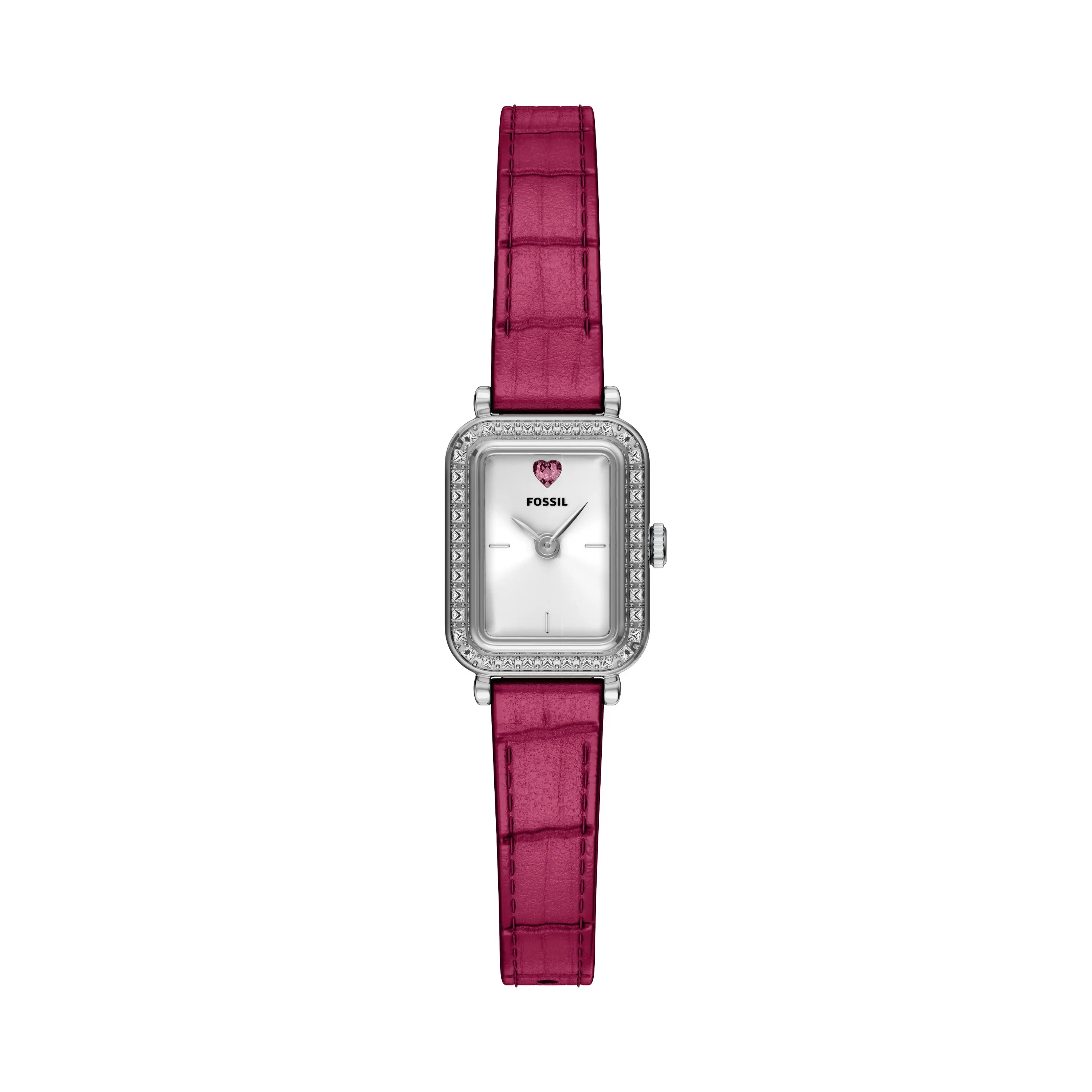 Fossil Women's Raquel Mini 18mm Two-Hand Pink Leather Watch