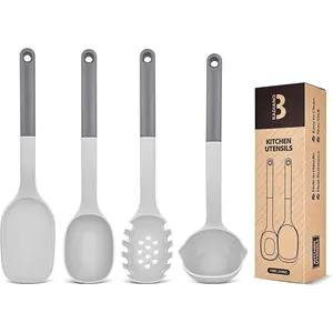 BADIANO Silicone Cooking Utensils Set - Heat-Resistant, Food-Grade Matte Kitchen Tools for Nonstick Cookware, Including Spatula, Spoon & Ladle for Cooking, Serving