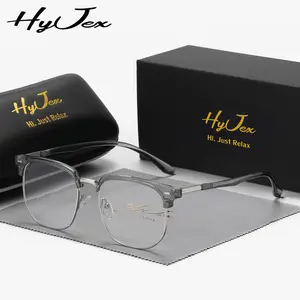 HyJex Unisex fashion simple frame glasses retro literary half frame flat glasses High Quality Eyewear Stylish Eyeglass
