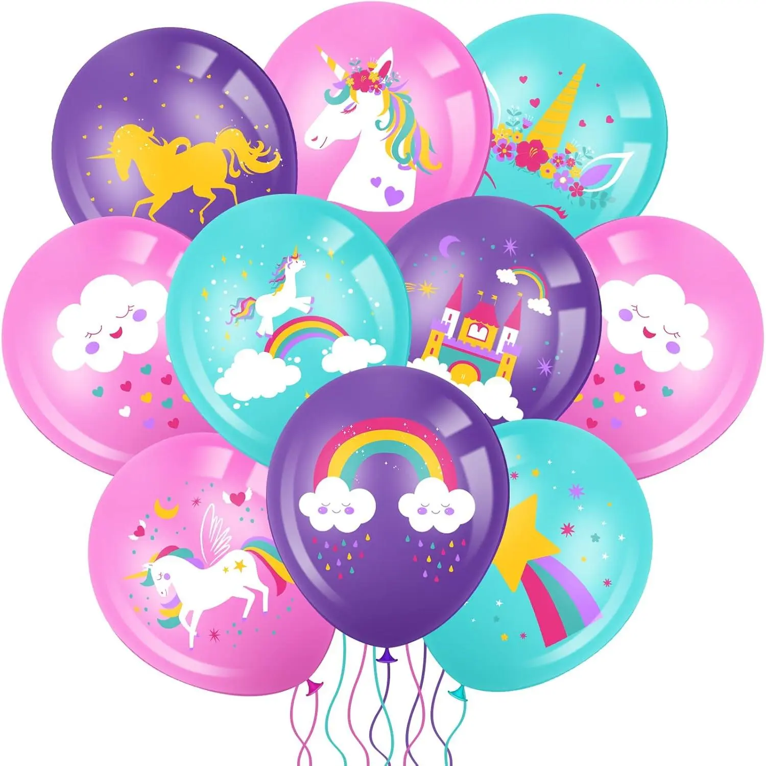 45 count Unicorn Latex Balloon for Birthday Pastel Rainbow Balloon for Arch Kit Column Garlands for Girl Unicorn Birthday Party Decoration  Shower Unicorn Party Supplies 12''