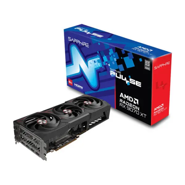 Sapphire 11348-03-20G Pulse AMD Radeon RX 9070 XT Graphics Card with 16GB Memory PCI-Express 5.0 x16 AMD RDNA 4 Architecture Display Port 2.1a