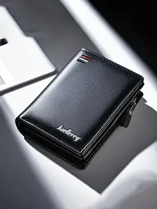 Men's Short Wallet Business Multi-Functional Style, Multiple Card Slots with Zipper Dual Layer Large Capacity, Casual Daily Commute Travel Purse