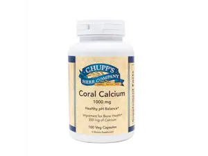 Chupp's Herb Company Coral Calcium 1000 mg Alkaline Calcium Source Supports Bone Health Easy Absorption 100 Veg Capsules for Healthcare & Fitness