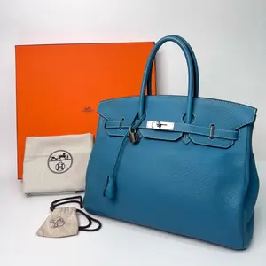 Pre-owned HERMÈS Birkin 35 Bleu Jean Togo Leather Handbag 2008 Base Length Approx 35cm Item No.:N22927188