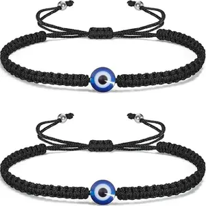 September Laurel Evil Eye Bracelets for Women Men Handmade Braided Kabbalah Good Luck Bracelet Rope Cord Thread Friendship Bracelet Adjustable String Minimalist Jewelry