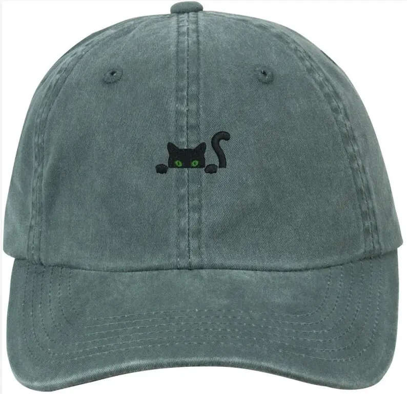 Peeky Kitten Embroidered Hat with Adjustable Closure | Washed + Low Profile + Available In More Colors