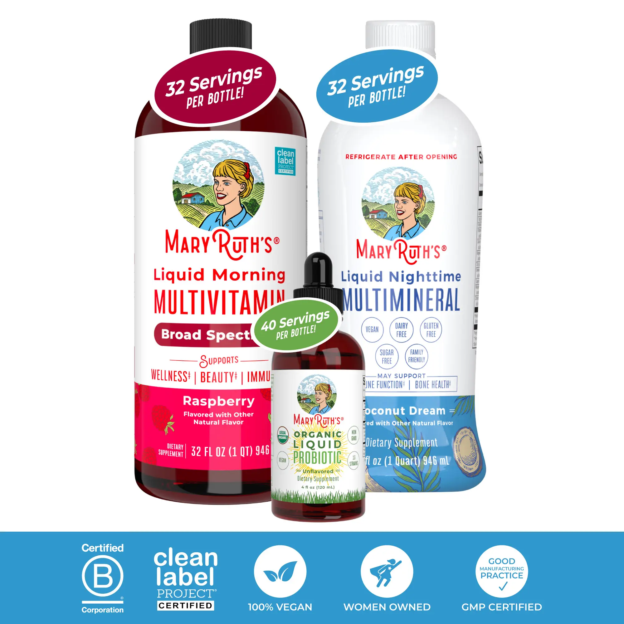 MaryRuth's Triad of Health - Raspberry Liquid Morning Multivitamin - Coconut Liq...