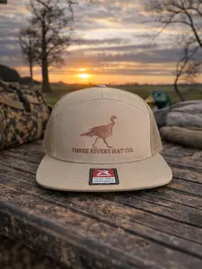 Turkey Hunting Hat, Flat Bill Snapback Trucker Cap Mesh Back, Gobbler Hunter Outdoor Hat, Gift for Men Dad