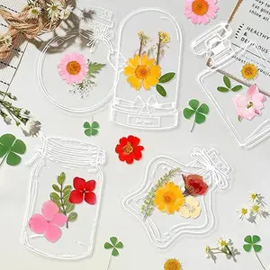 40Pcs DIY Bookmarks, Transparent Dried Flower Spring Bookmarks, Handmade Dried Flower Bookmarks,Flower Bookmarks Maker, Handmade DIY Transparent Beautiful Flower Page #Springtok