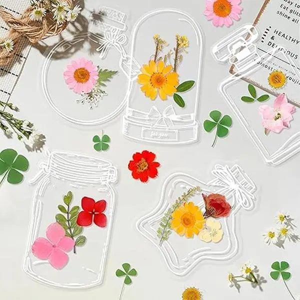40Pcs DIY Bookmarks, Transparent Dried Flower Spring Bookmarks, Handmade Dried Flower Bookmarks,Flower Bookmarks Maker, Handmade DIY Transparent Beautiful Flower Page #Springtok