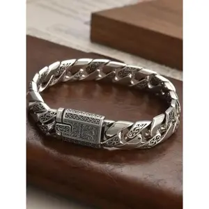Punk Style Vintage Stainless Steel Bracelet for Men, All Match Fashion Wrist Jewelry with Exquisite Craftsmanship, Classic Retro Accessory Suitable for Daily Casual Outfit and Party Occasions, Practical And Delicate Ornament As Birthday Gift Choice