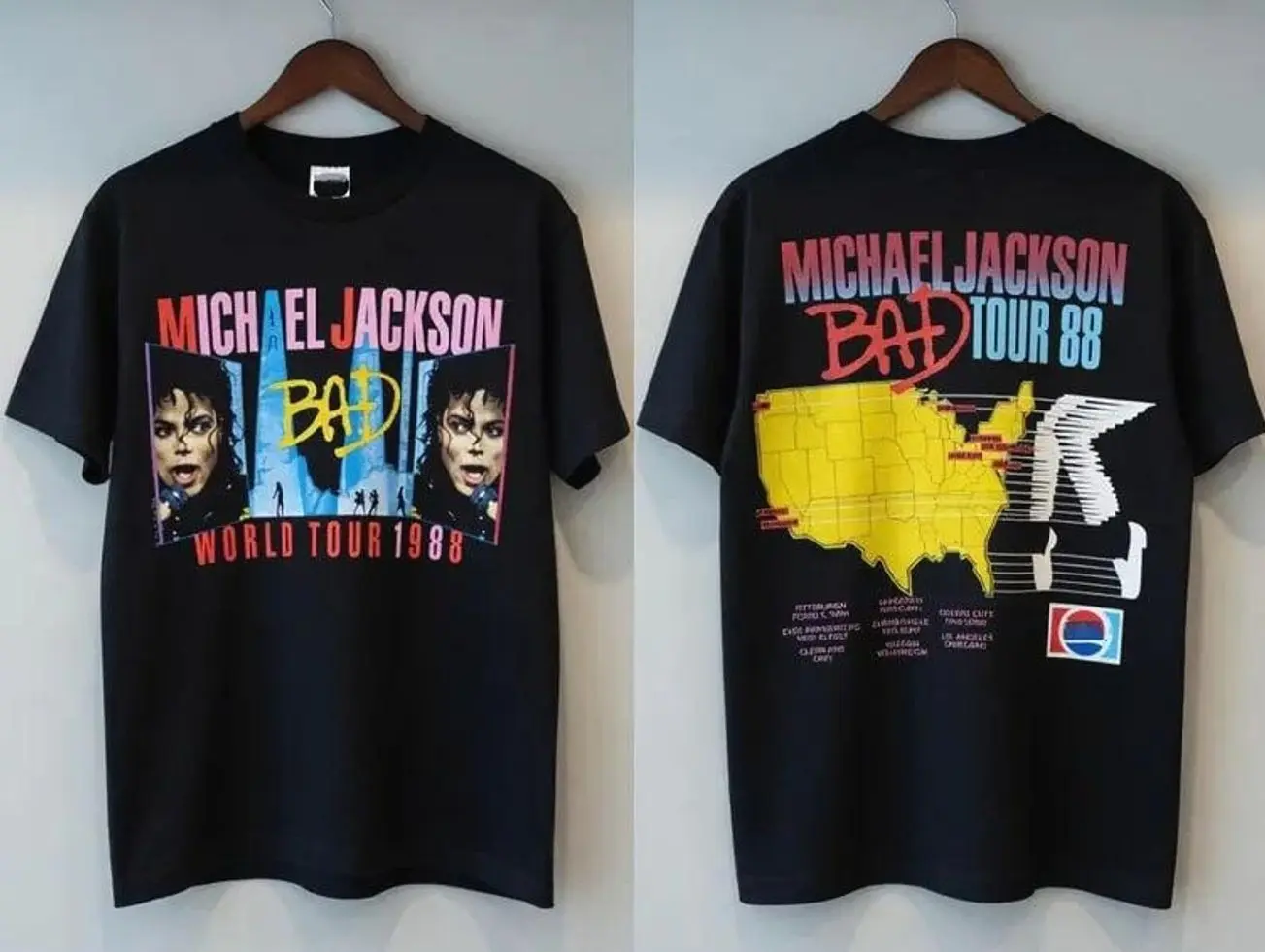 Vtg Michael Jackson Bad Tour 1988 Trendy Graphic 2sides print Unisex T-Shirt