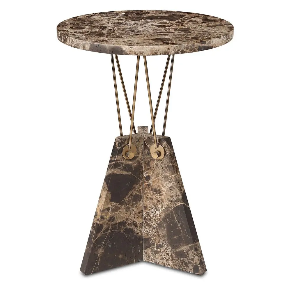 Uttermost 50002 Levitate Marble Accent Table with Emperador Brown Top 23" High