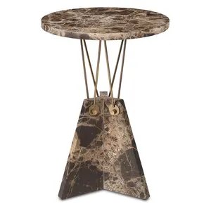 Uttermost 50002 Levitate Marble Accent Table with Emperador Brown Top 23" High