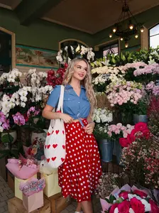 RETRO STAGE Women's 1950s Red Polka Dot Swing Skirt, Womenswear Bottom