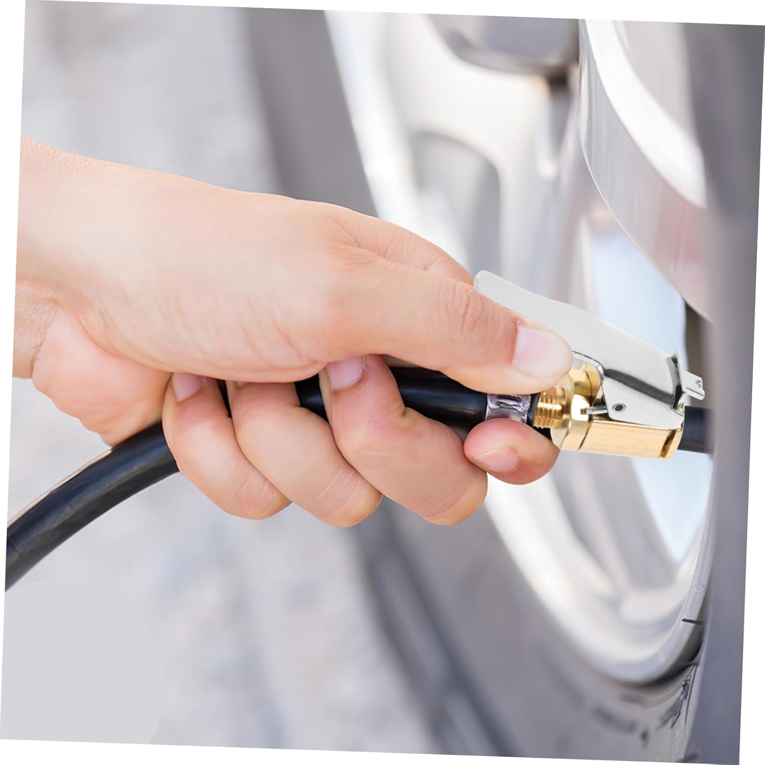 2 Pack Brass 8mm Clip-on Car Tire Air Chuck Inflator Connector Adapter Portable Tyre Wheel Inflatable Nozzle