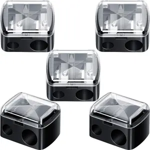 5-Pack Plastic Manual Makeup Pencil Sharpeners – Cosmetic Tools for Eyeliner and Lip Liner Pencils (Matte Black, Classic)