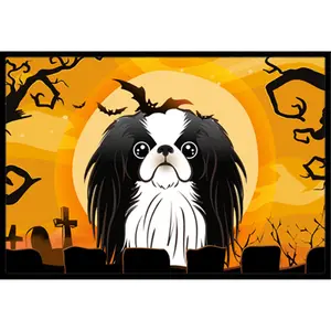 212 MAIN Japanese Chin Halloween Mat - 24x36 in, Artistic Print, Rubber Backing, Indoor & Outdoor Use