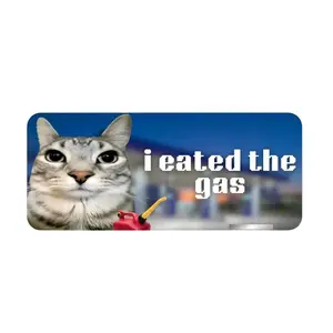 i eated the gas | funny meme unhinged customizable cat gen z sticker, bumper sticker, magnet and bumper magnet