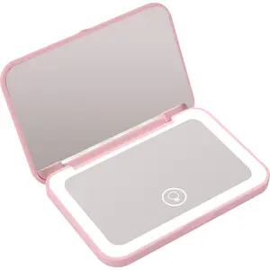 Lighted Compact Pink Double-Sided Mirror - 1x/3x Magnification, Adjustable Light, Pocket-Sized for Travel & Touch-Up, Beauty & Personal Care Essential, Birthday Gift for Her