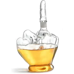 Middle Finger Whiskey Decanter Set with Metal Funnel - Funny Wine Decanter for Men and Women - High-Quality Glass Design - 16oz Capacity - Perfect Gift for Whiskey Lovers