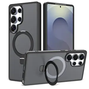 Fin Magnetic for Magsafe Phone Case For Samsung Galaxy S25 Edge Ultra S24 FE S23 Ring Holder Shockproof Kickstand Hard Cover Funda