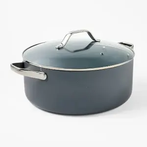 12" 2pc Aluminum Ceramic Wide Stock Pan Dark Gray - Figmint