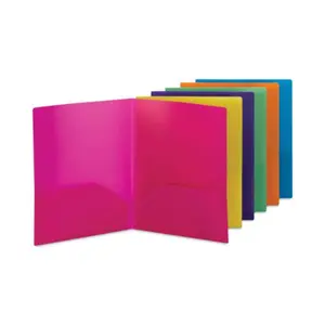Smead SMD87761 2-Pocket Plastic Envelope Folders, Assorted Colors - 6 per Pack