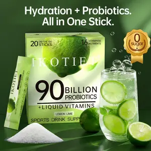 IKOTIET Natural Organic Hydrating Energy Powder Health Supplements - Lemon Lime Flavor, Fast-Hydrating Electrolyte Drink, Single-Serving, 16 Vitamins & Nutrients, 90B Probiotics & Prebiotics, 1 Pack (20 Servings) + 1 Trial Serving