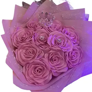 Elegant Pink Bouquet with Sparkling Crown - Beautiful Pink Flower Arrangement