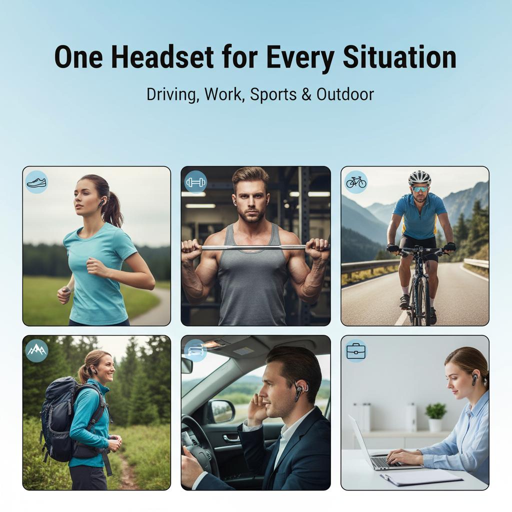 YUEYINOK Noise Cancelling Headphone with Clear Calls, Strong Stable Connection, Hands-Free Driving & Work, Lightweight Comfortable Fit for All-Day Use