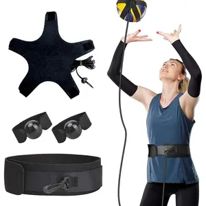 Volleyball Spike Trainer Solo Serve Attack Trainer Resistance Band with Adjustable Waist Belt Ball Pouch & Hand Strap for Serving Practice