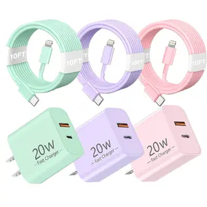 SANPRIO Fast Charger for iPhone 14 Pro Max Dual Port A/C 20W Quick Charge Adapter with 10ft USBC to Lightning Cable for iPhone 14/13/12/11/ProMax/XS/XR Electronic