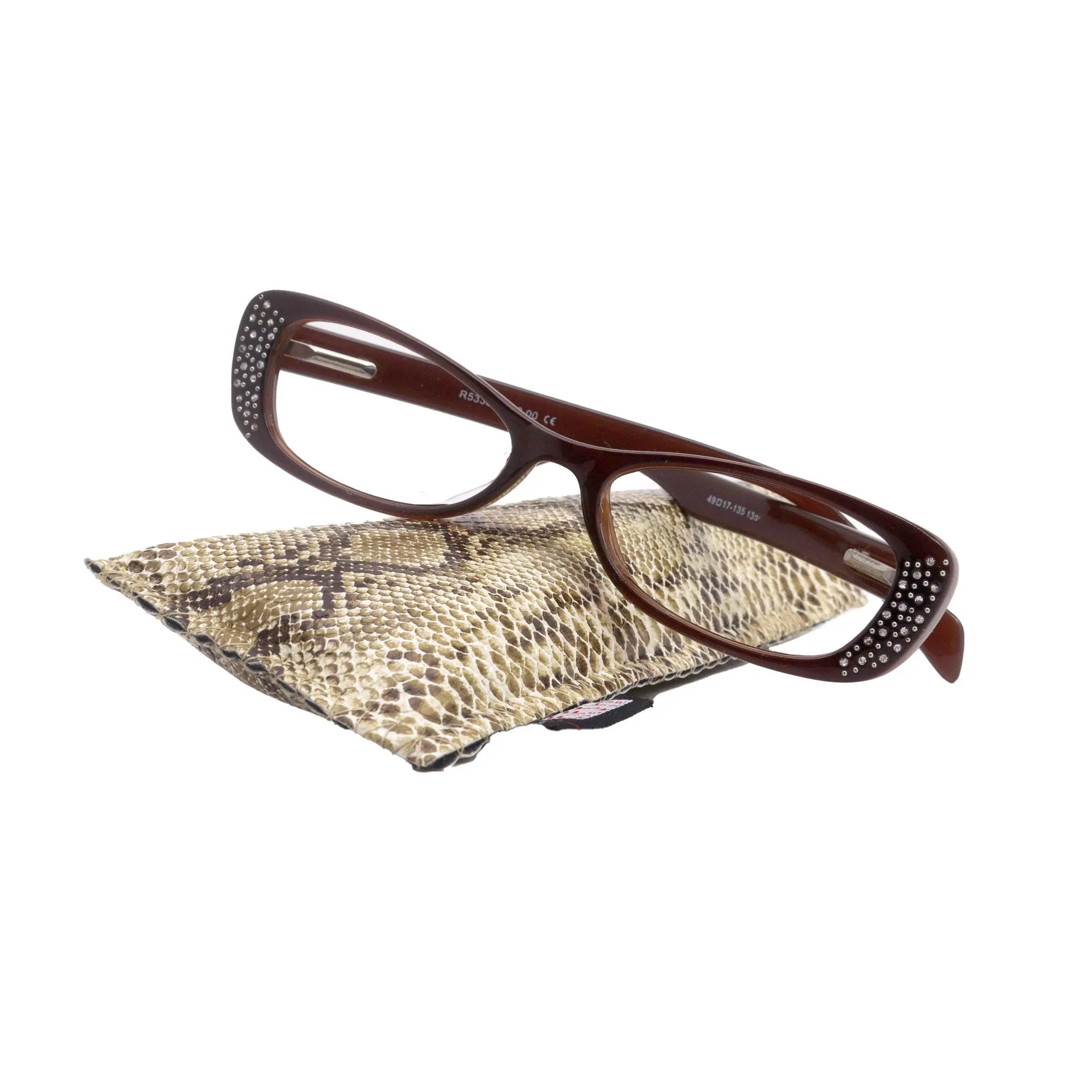 Premium Reading Glasses High End Reading Glass,  Small Frame Brown  +1.25 to +3.00 magnifying glasses, Cat Eye. optical Frames Lightweight