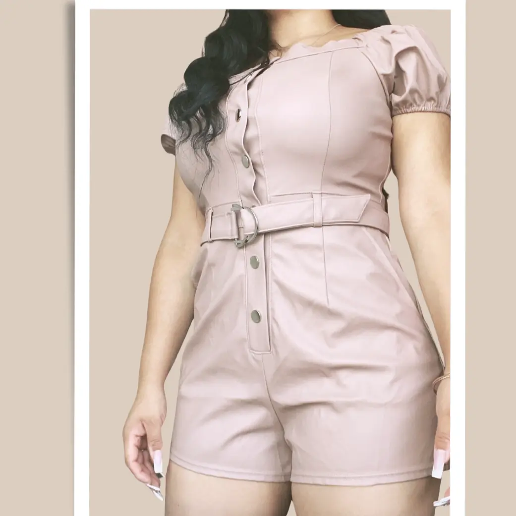 Leather Rose Pink Romper
