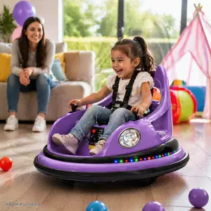 12V ARCH Remote Control 2WD Electric Kids Bumper Kart, Kids Outdoor Play Toy for 1.5-5 Yrs, with LED Lights, Bluetooth, 360-Degree Spin, Anti-Collision Padding, 5-Point Safety Belt