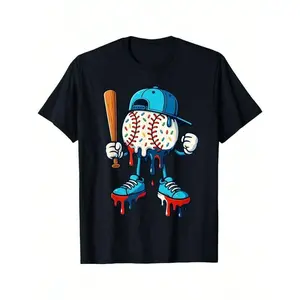 Baseball Lifestyle 101 Apparel Youth Baseball Drip Icecream T-ShirtUnisex  Funny Graphic Tshirts Round Neck Loose Casual TeesUnisex