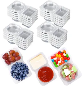 50 PCS Snack Containers with Lid Preserving Containers Leakproof Dipping Containers with 2 Compartments,Reusable Snack Pack Containers, Portion Control Condiment Container Airtight Meal Prep Insulated Lunchbox Cooler